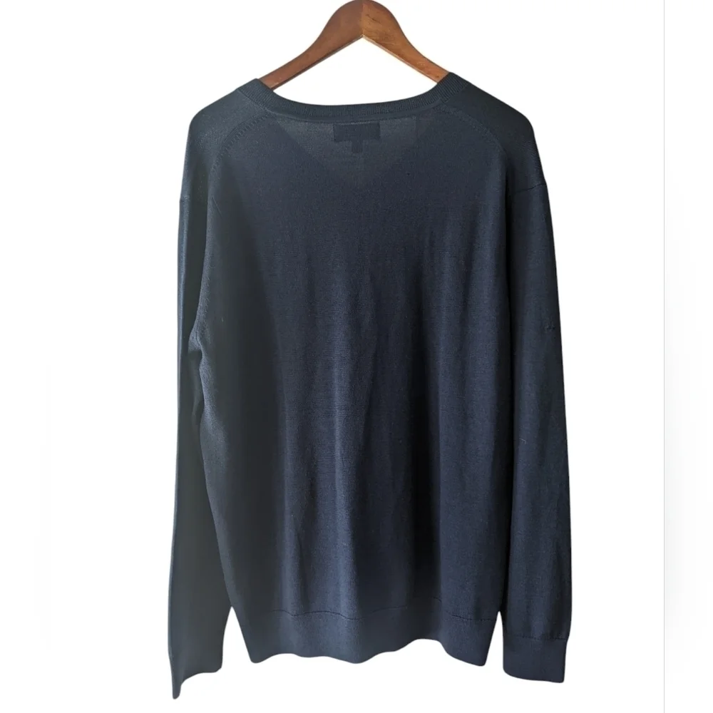 Banana Republic Men's Merino Wool V-Neck Sweater Navy Size XL